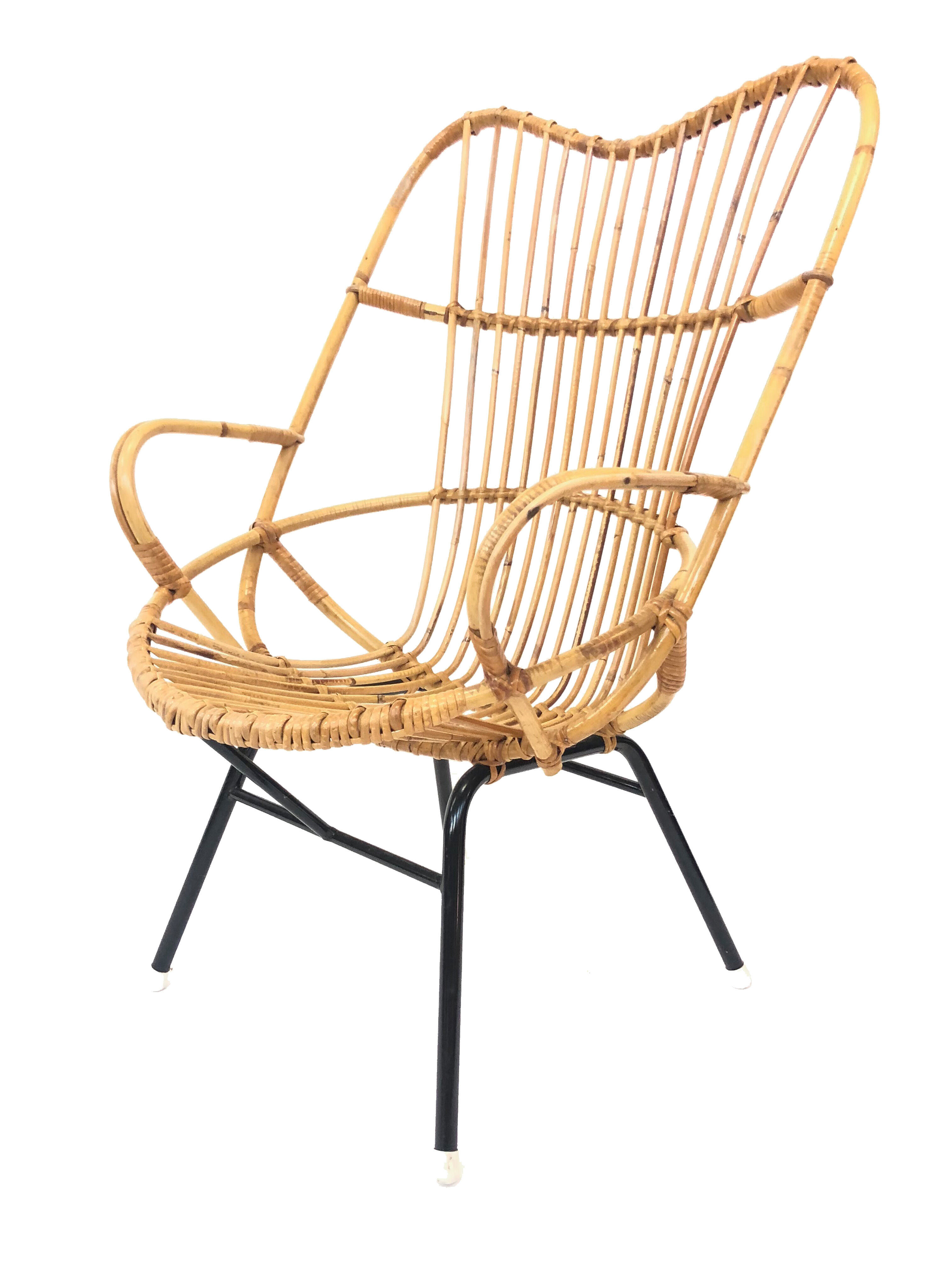 Rohe Noordwolde rattan chair, 1960, Netherlands XL siz