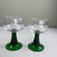 2 large vintage green glasses