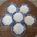 Set of 6 deep plates Badonviller model Saint Gabriel Art Deco design