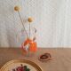 Vintage orange fruit pattern glass carafe