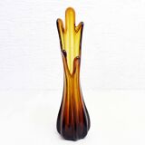 Vintage amber glass vase 1970