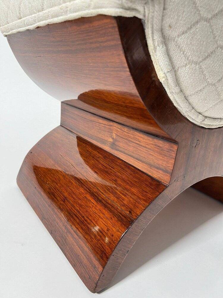 Art Deco Stool in Rosewood Veneer, France, 1930s