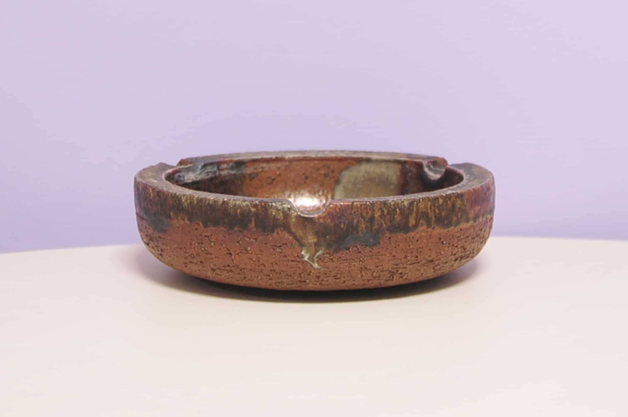 Brown ceramic ashtray bowl Axella
