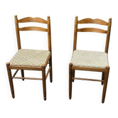 Pair of vintage wooden chairs with woven seats – 1950s/60s