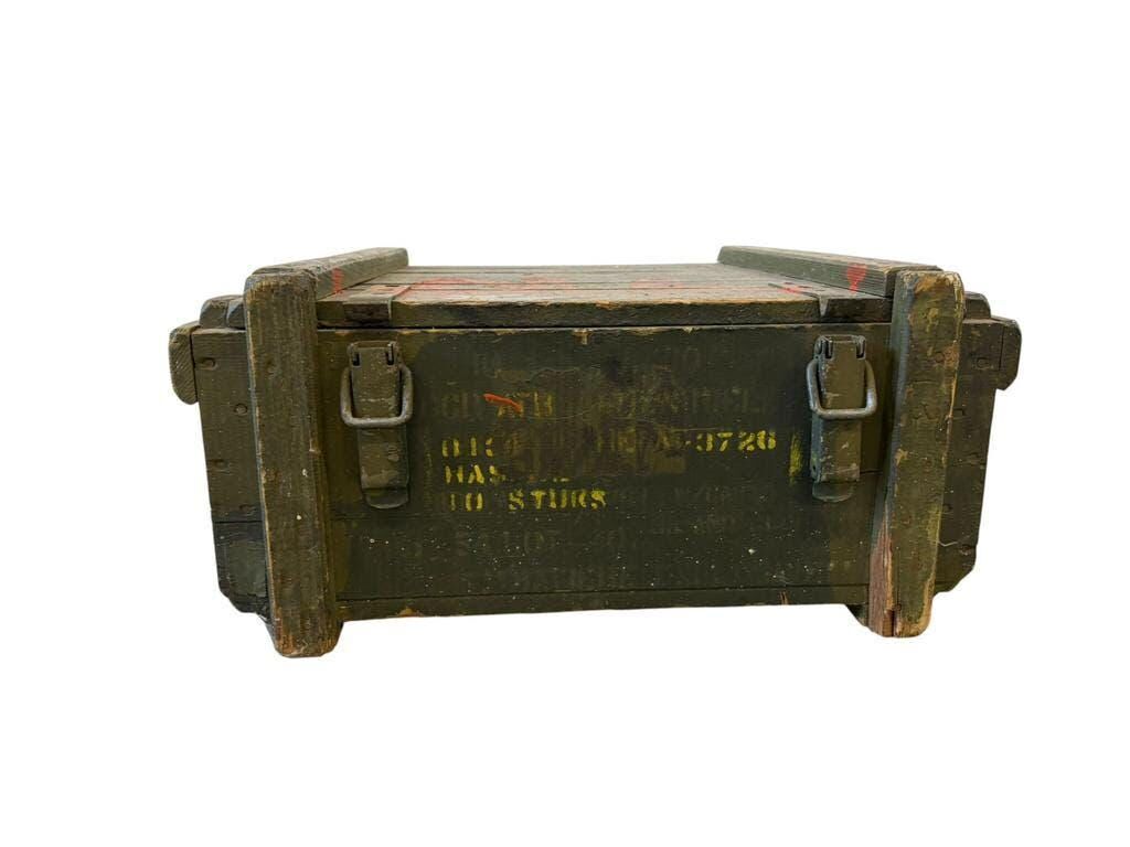 Vintage green wooden industrial box / chest / military crate