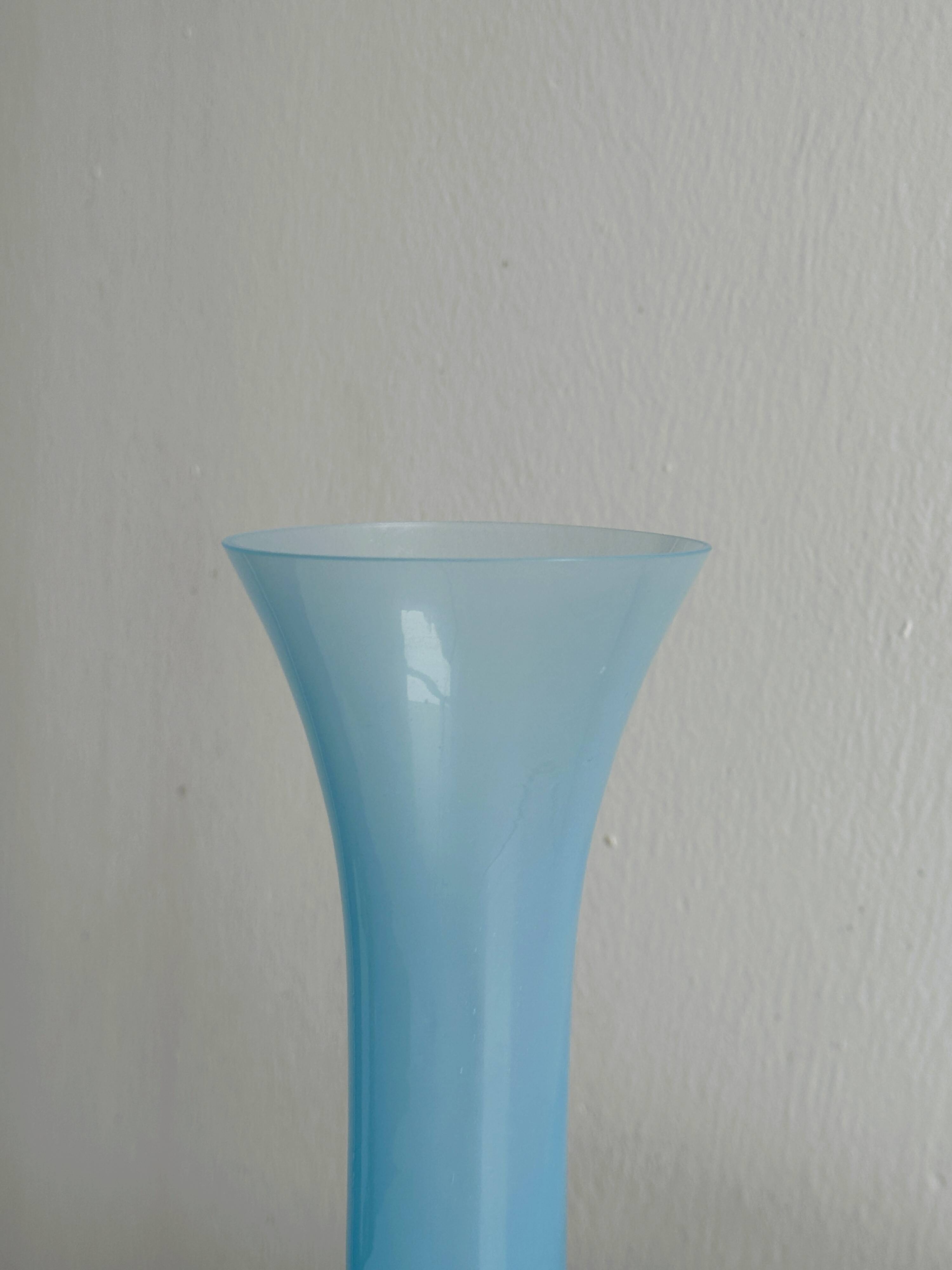 Blue opaline glass vase