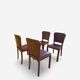Set of 4 Art Deco dining chairs in walnut, Italy, 1930s-1940s.