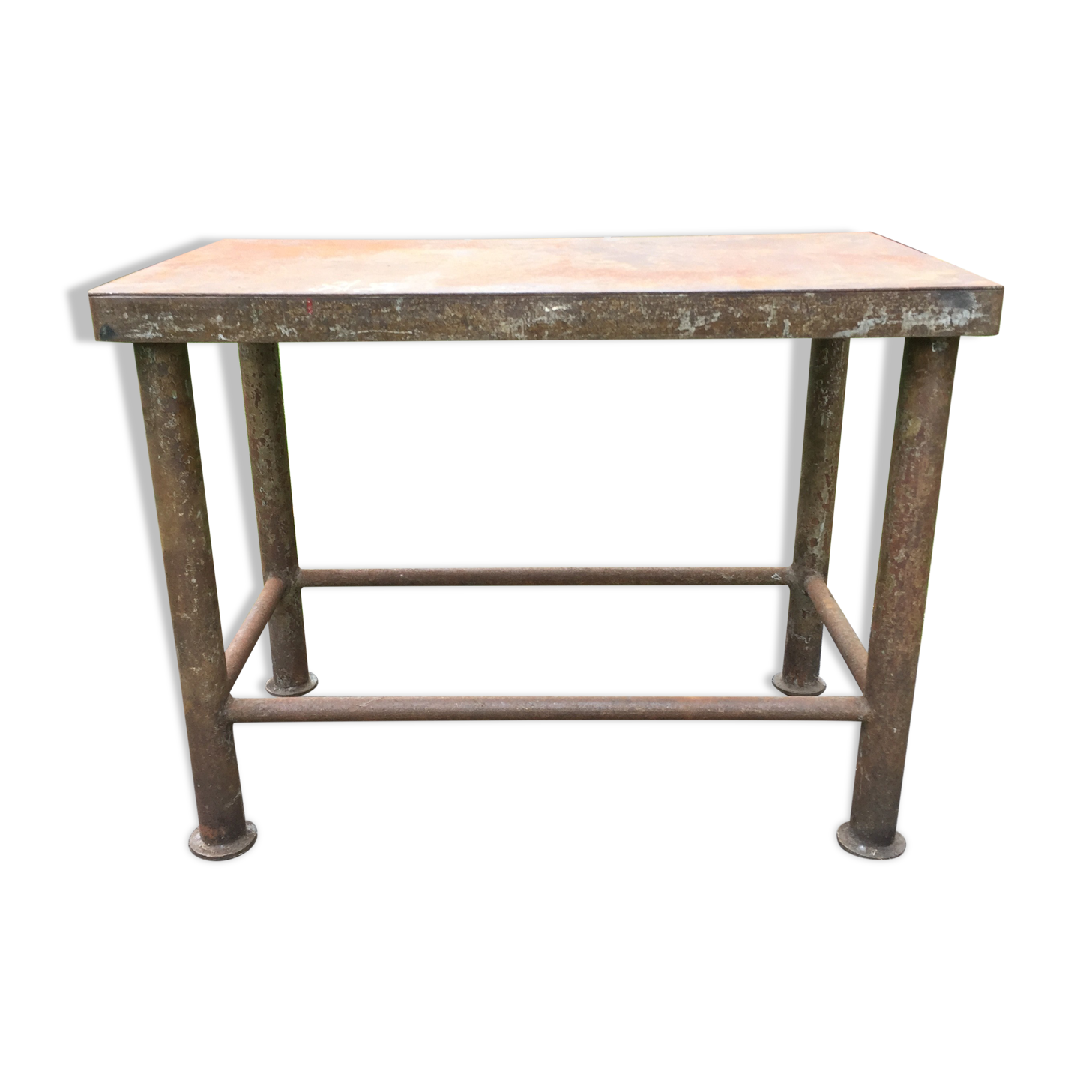 Vintage metal table from an industrial workshop for a makeover