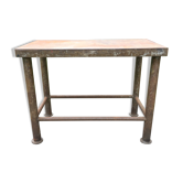 Table vintage en métal provenant d’un atelier industriel à relooker