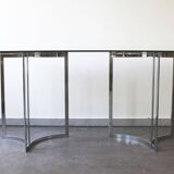 Console in smoked glass and chrome legs, 1970.