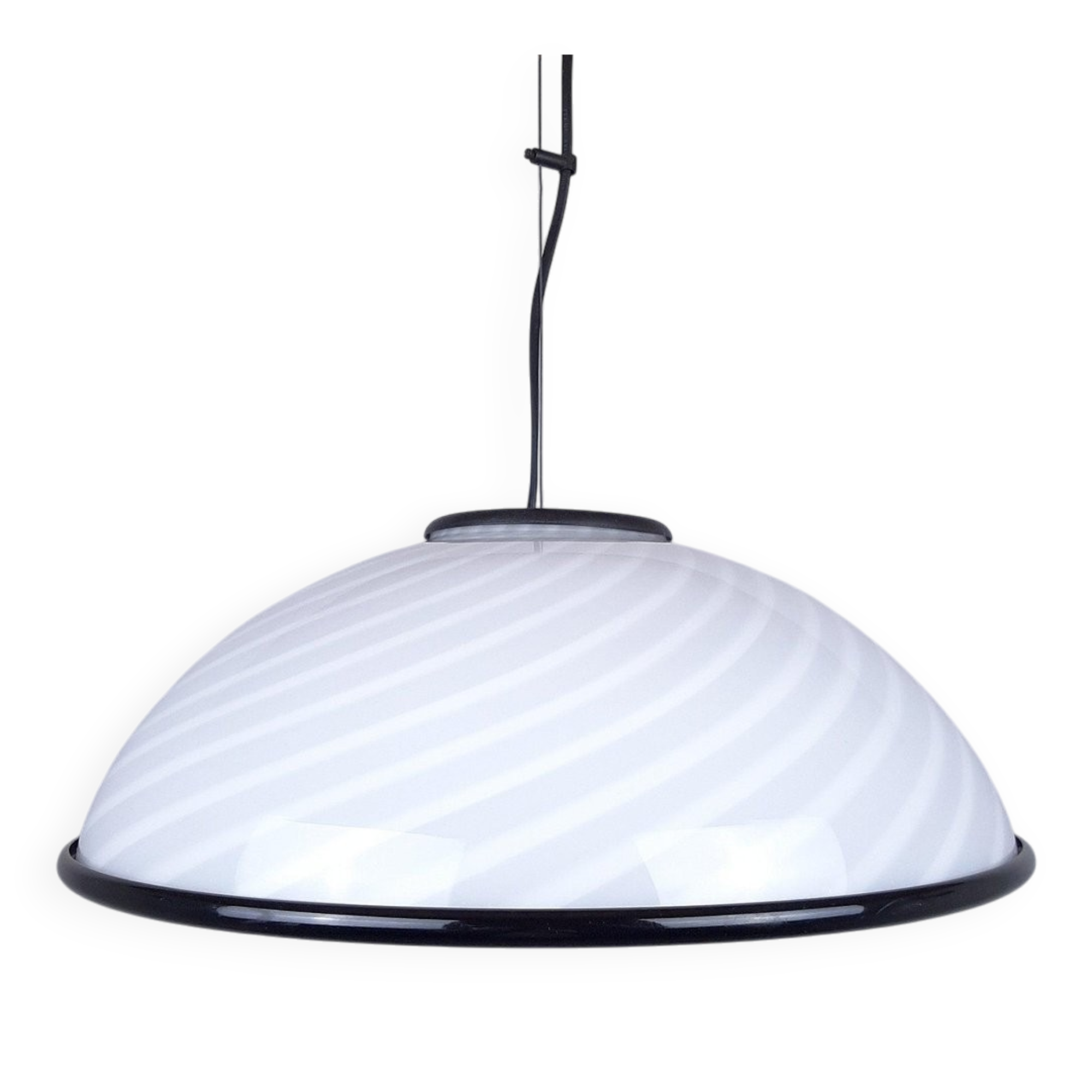 Suspension vintage italienne blanche et noire, années 1980