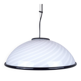 Vintage Italian pendant lamp in white and black, 1980s.