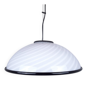 Vintage Italian pendant lamp in white and black, 1980s.