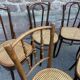 Set of 6 mismatched Viennese bistro restaurant chairs from the 1920s