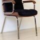 Vintage wood and metal velvet armchair
