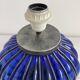 Vintage, blown glass lamp base, cobalt blue, silver metal frame, designer lamp, chic