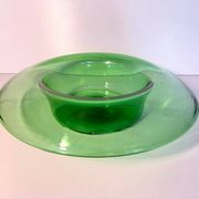 Vintage Hand Blown Green Glass Centerpiece Bowl, Empoli, Italy, 1970s
