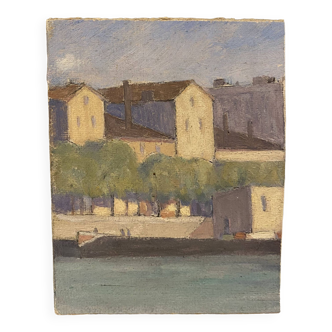 Landscape of the banks of the Saône mid-20th century