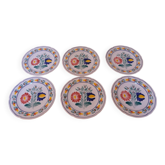 Set of 6 dessert plates from the Faïencerie de Pornic