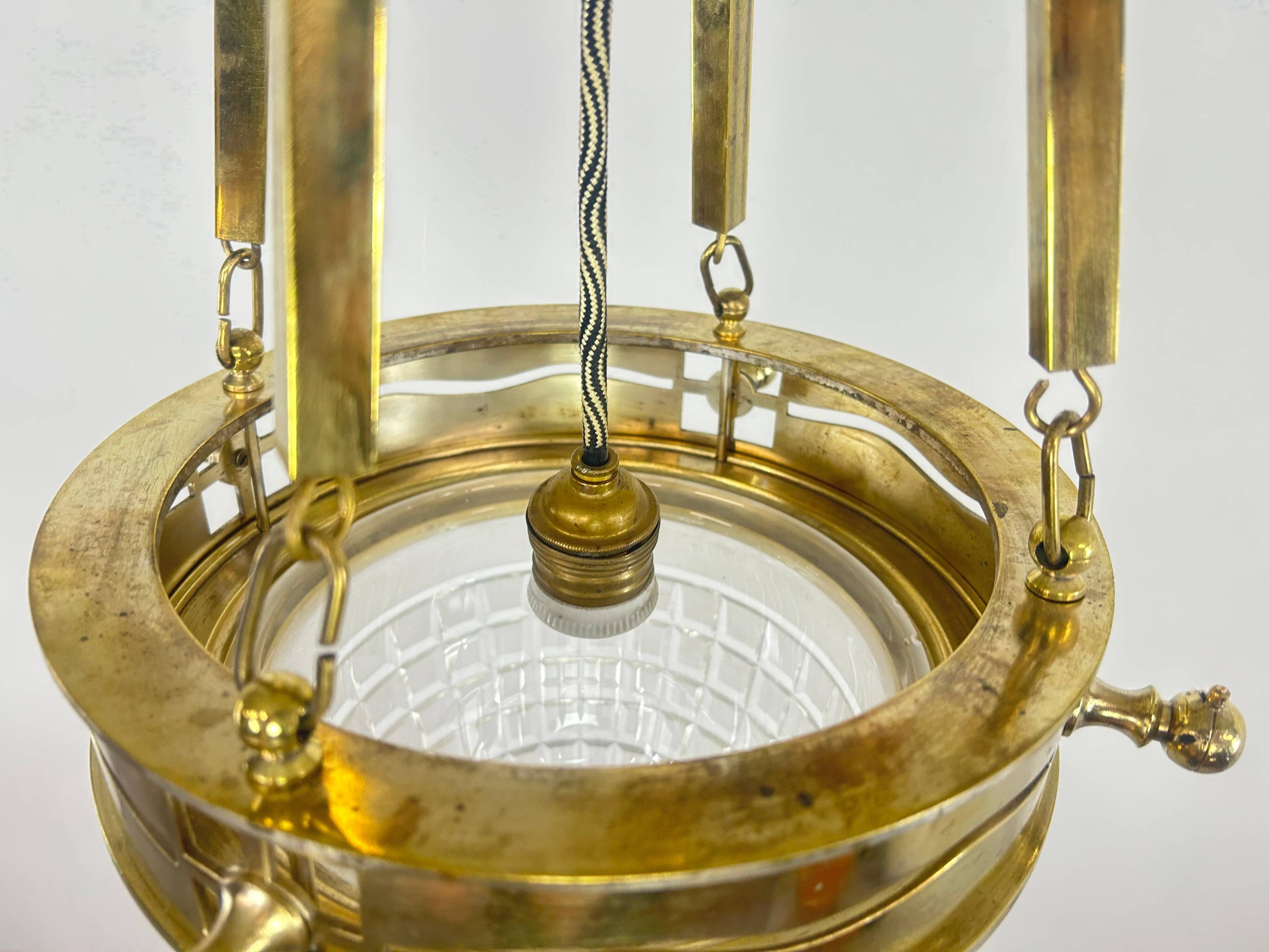 Viennese Secession Suspension in Brass attributed to Kolo Moser & Jutta Sika