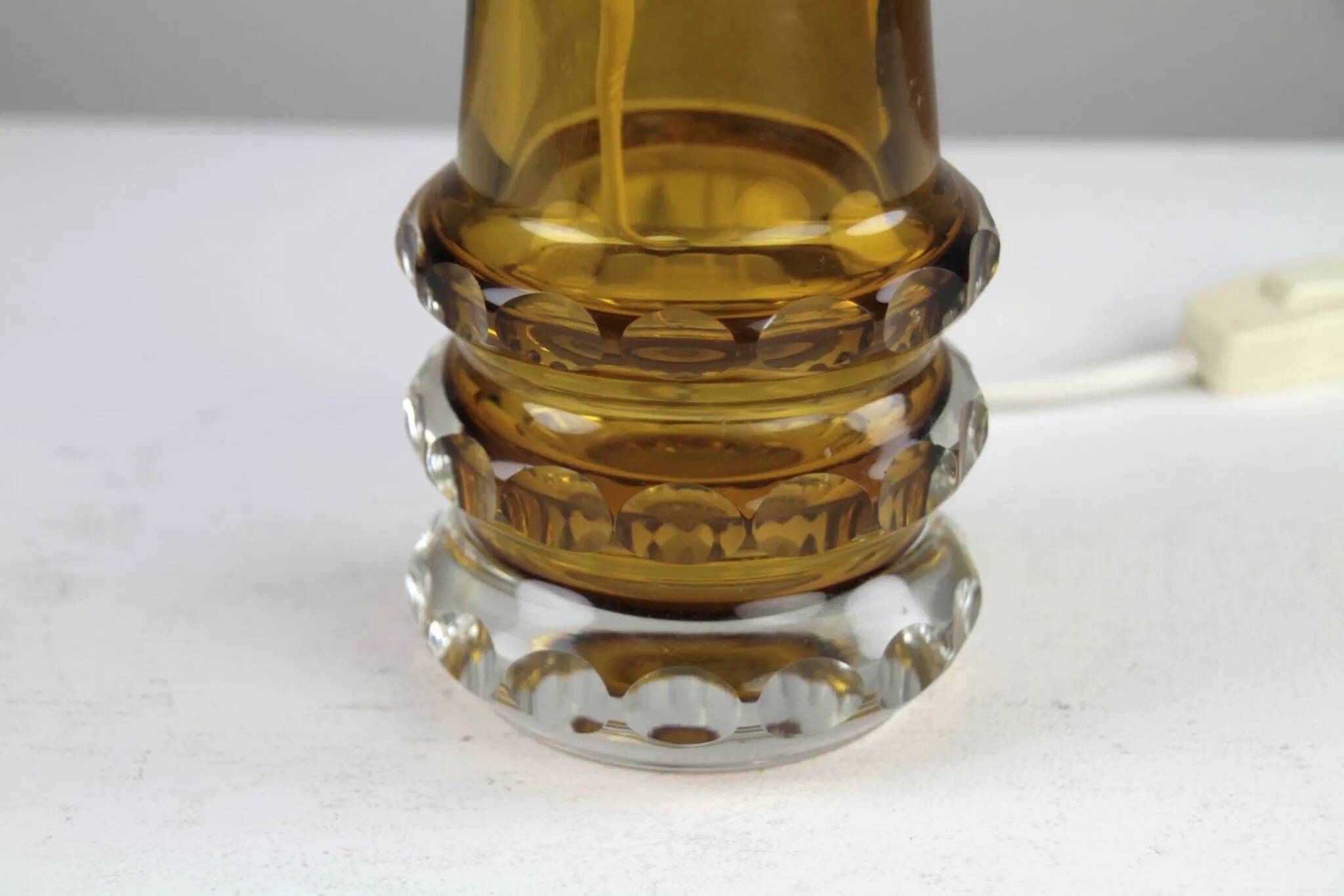 Amber & Clear Glass Table Lamp – Sweden, 1960s/1970s