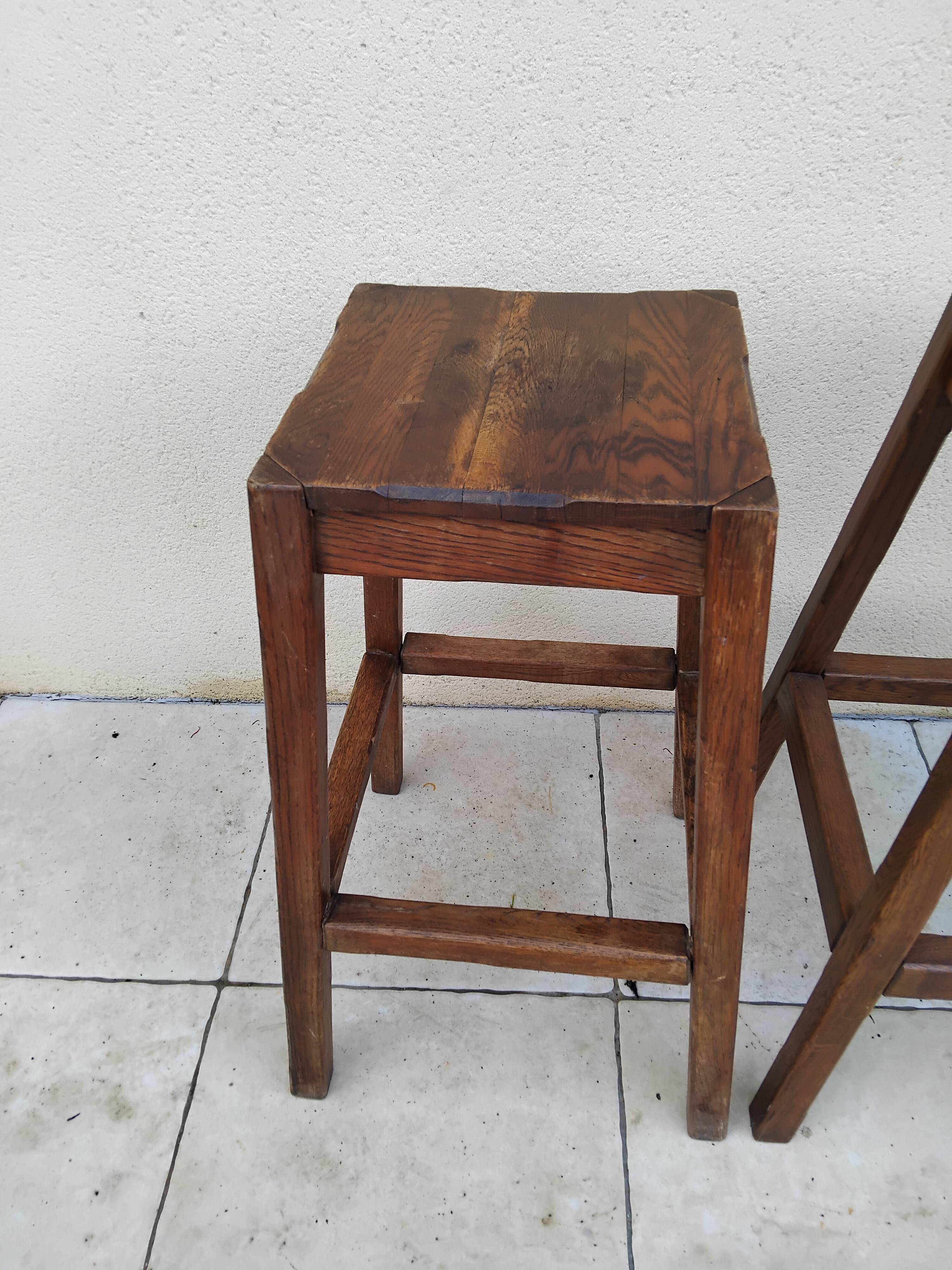 Pair of vintage oak stools