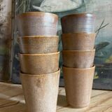 8 vintage stoneware glasses