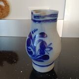 Grey and Cobalt Blue Stoneware Pitcher