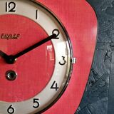 Vintage formica silent wall clock "Bayard red"