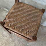 Antique Perriand style rattan cane stool