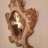 18th century Venetian mirror in painted and gilded wood