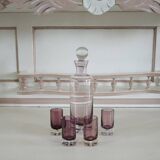 Ancien Service à Liqueur / Digestif en Verre Violet