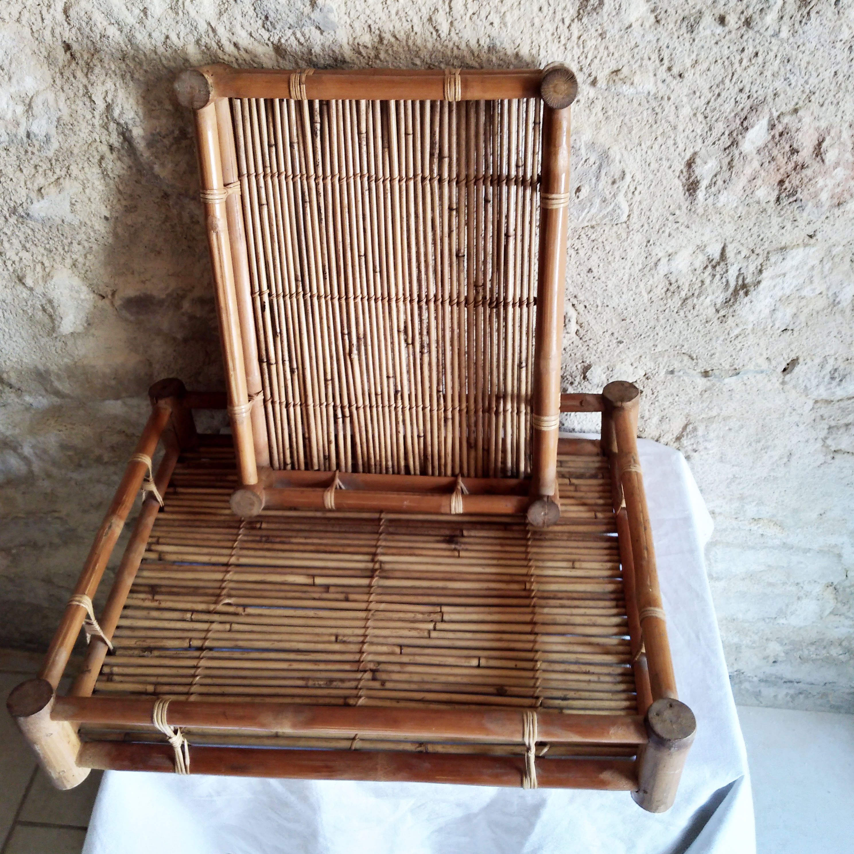 Two vintage bamboo trays
