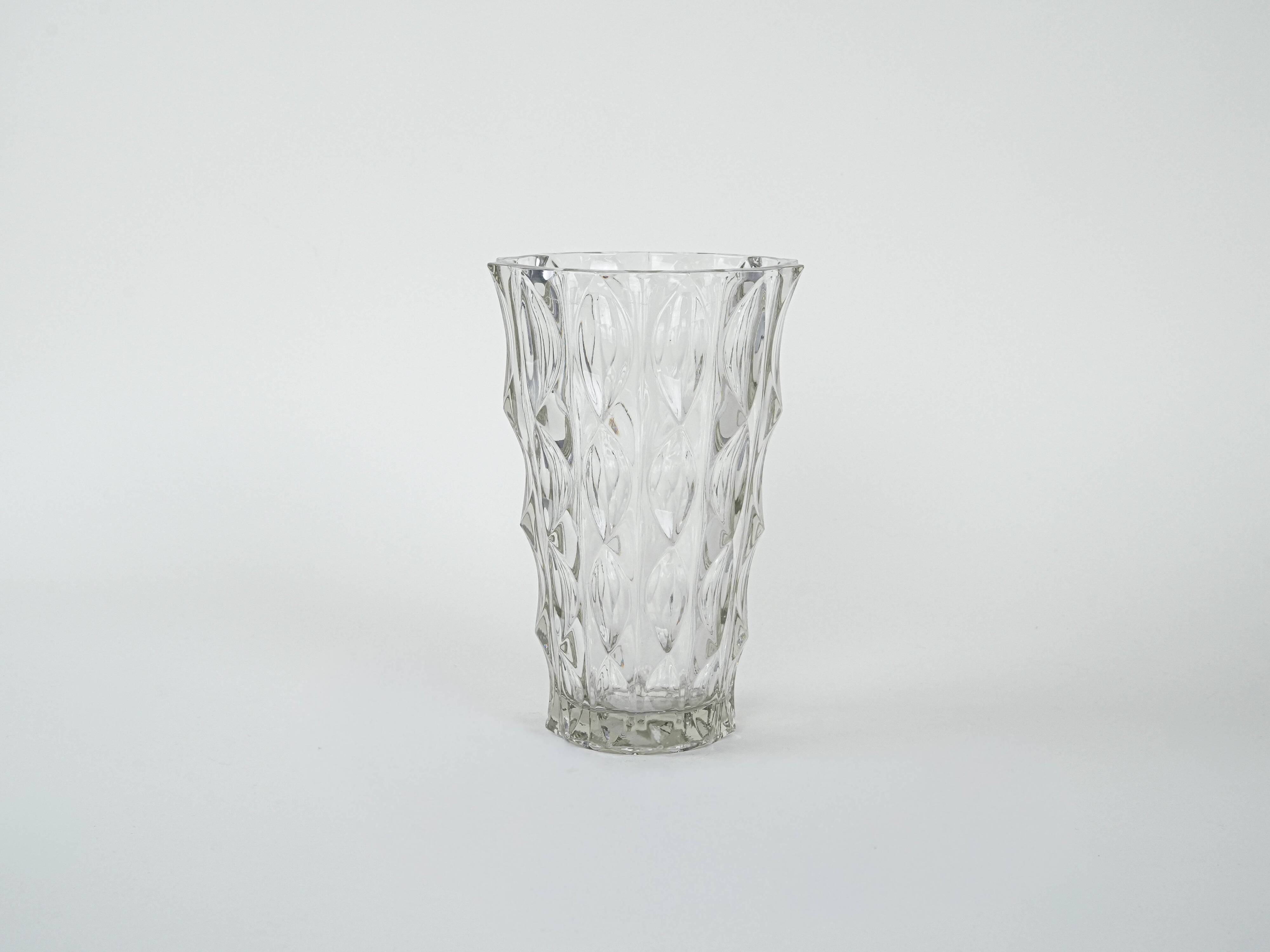 Crystal vase, Italian design, 1960s, manufactured in Italy