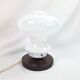 Glass lamp with wooden base, 70s Art Deco vintage space age