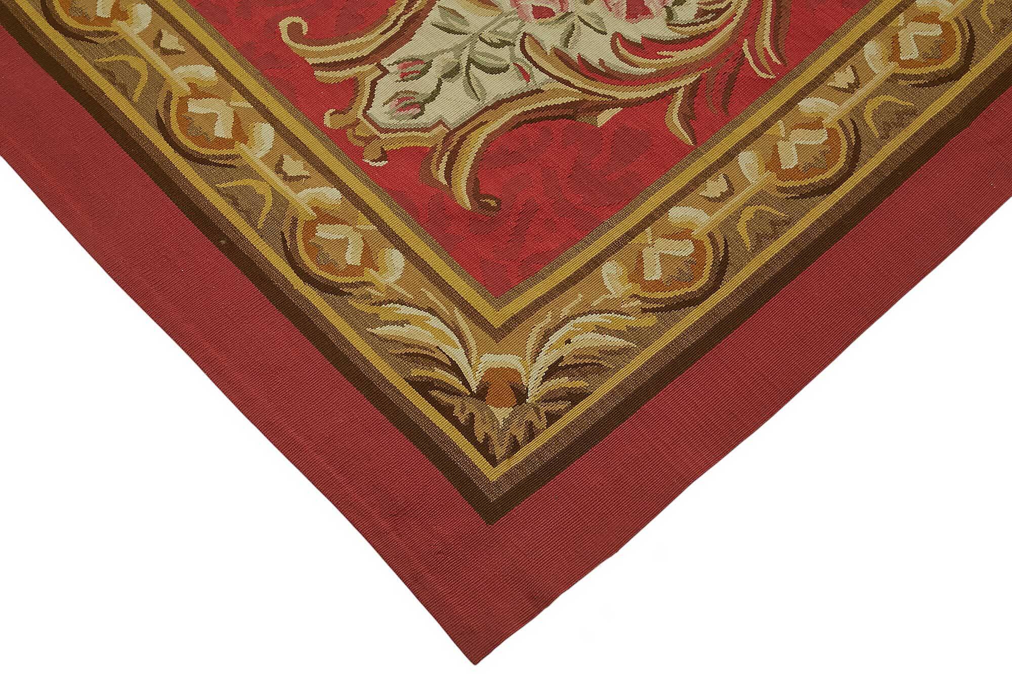 Handmade European Vintage Aubusson Kilim 272 cm x 346 cm
