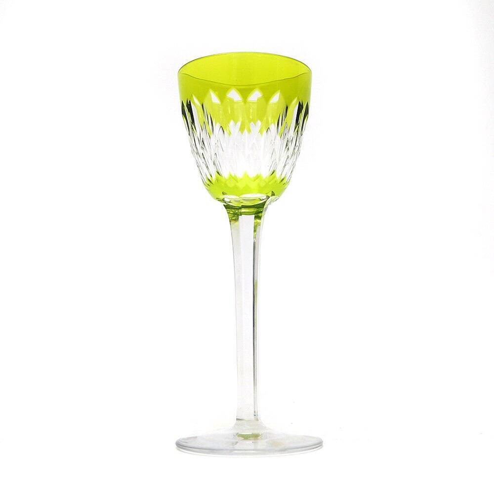 Armagnac wine glasses in green crystal by Baccarat, 1970s, set of 6.