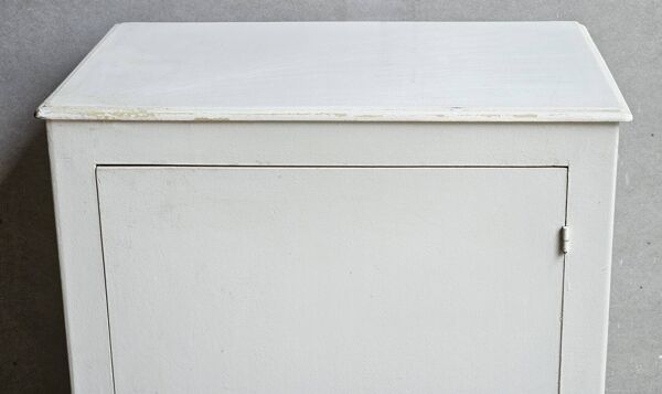 Buffet bas, meuble bar, placard, bois blanc, vintage, années 60