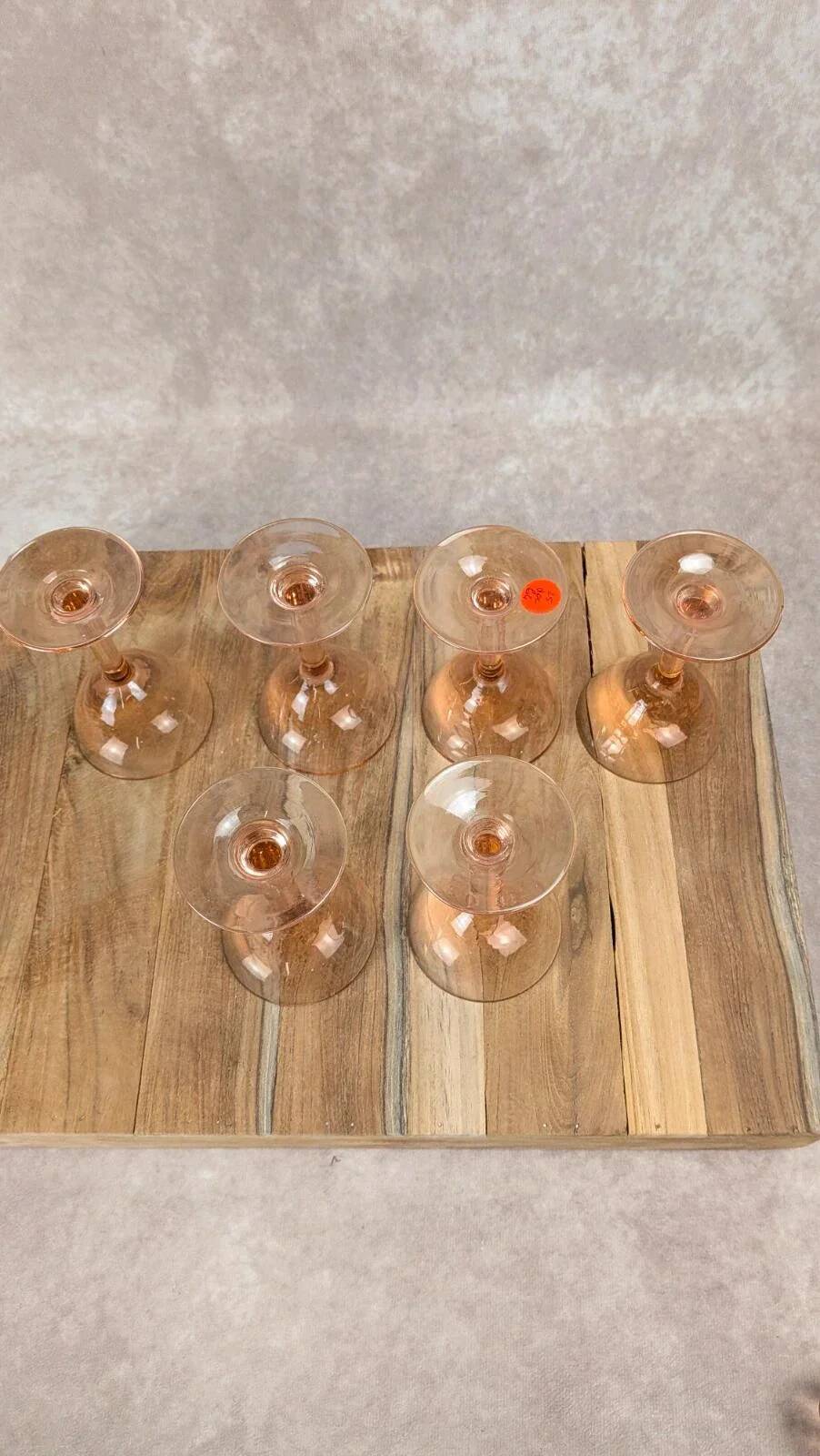 Plateau Portieux pink + 6 matching glasses