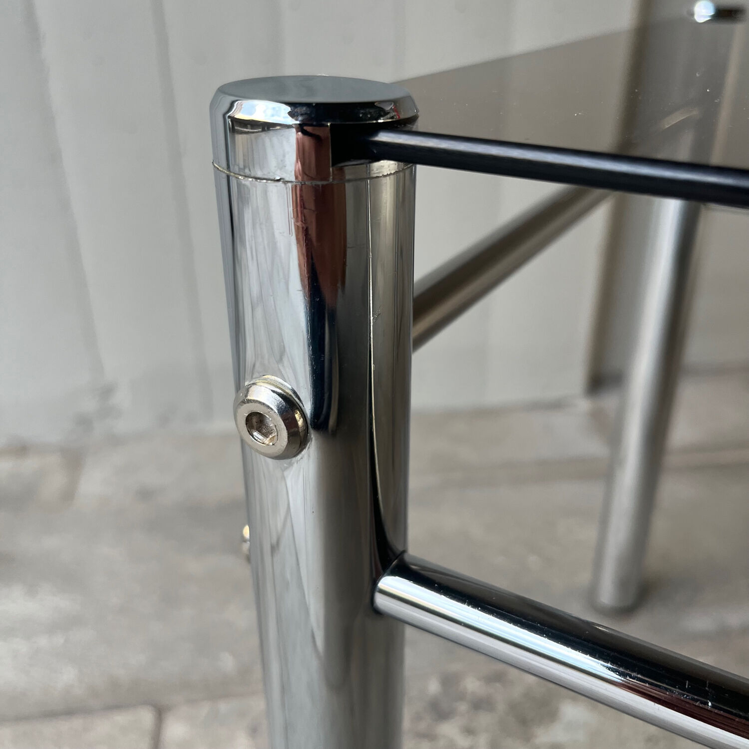 Side table / End table chrome and smoked glass 70's