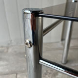 Side table / End table chrome and smoked glass 70's
