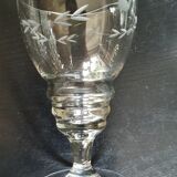 6 vintage wine glasses engraved pyramid shape