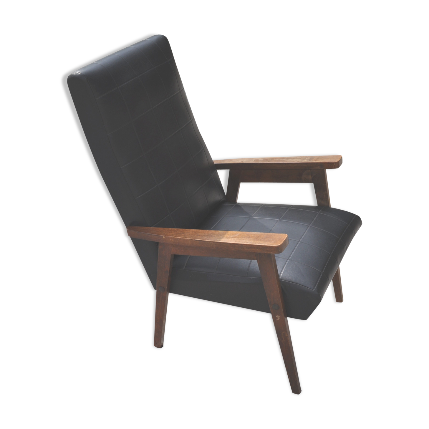 Armchair in black leather armrests 50