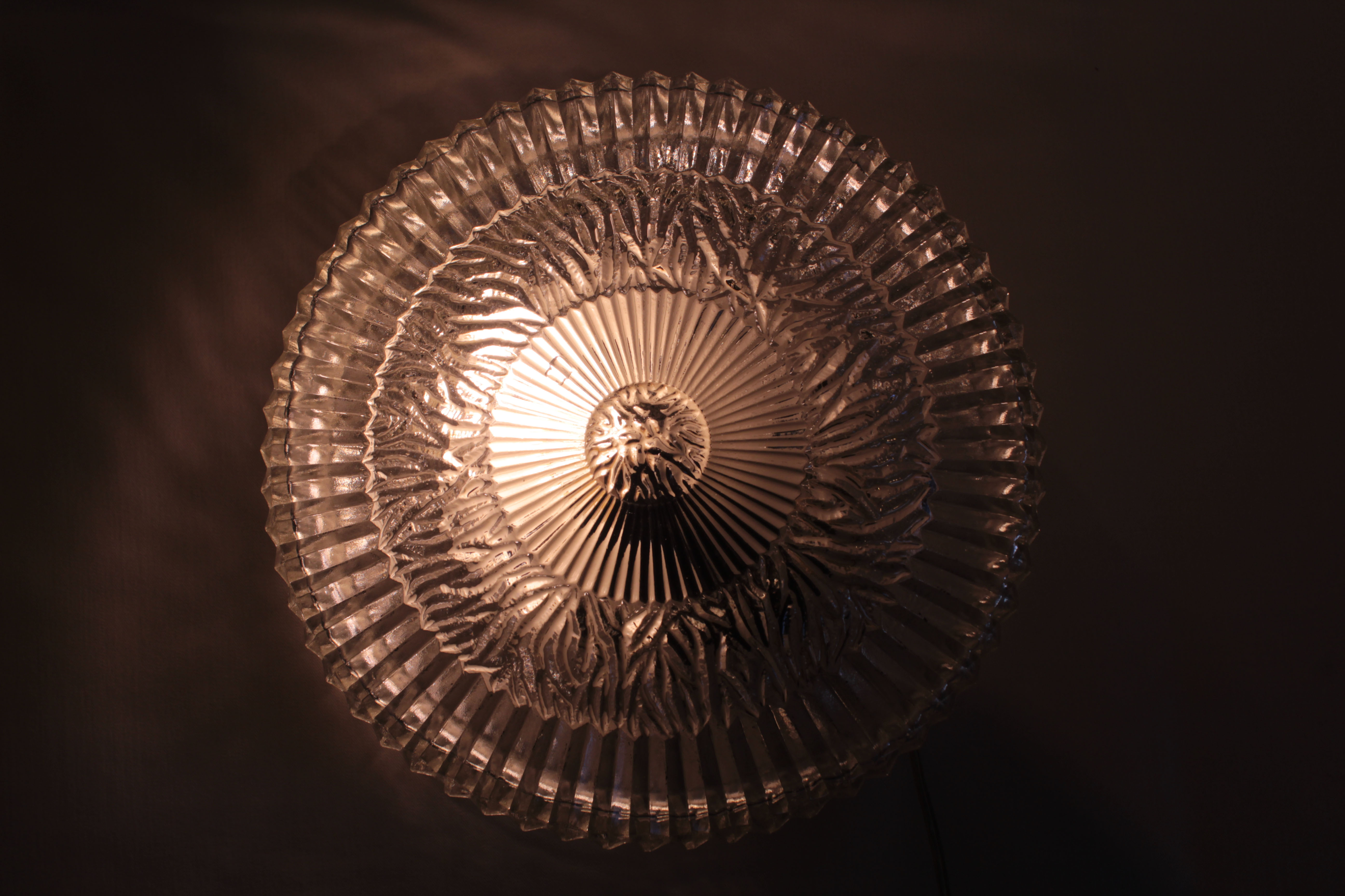 Vintage glass ceiling or wall lamp, Italy, 1960s