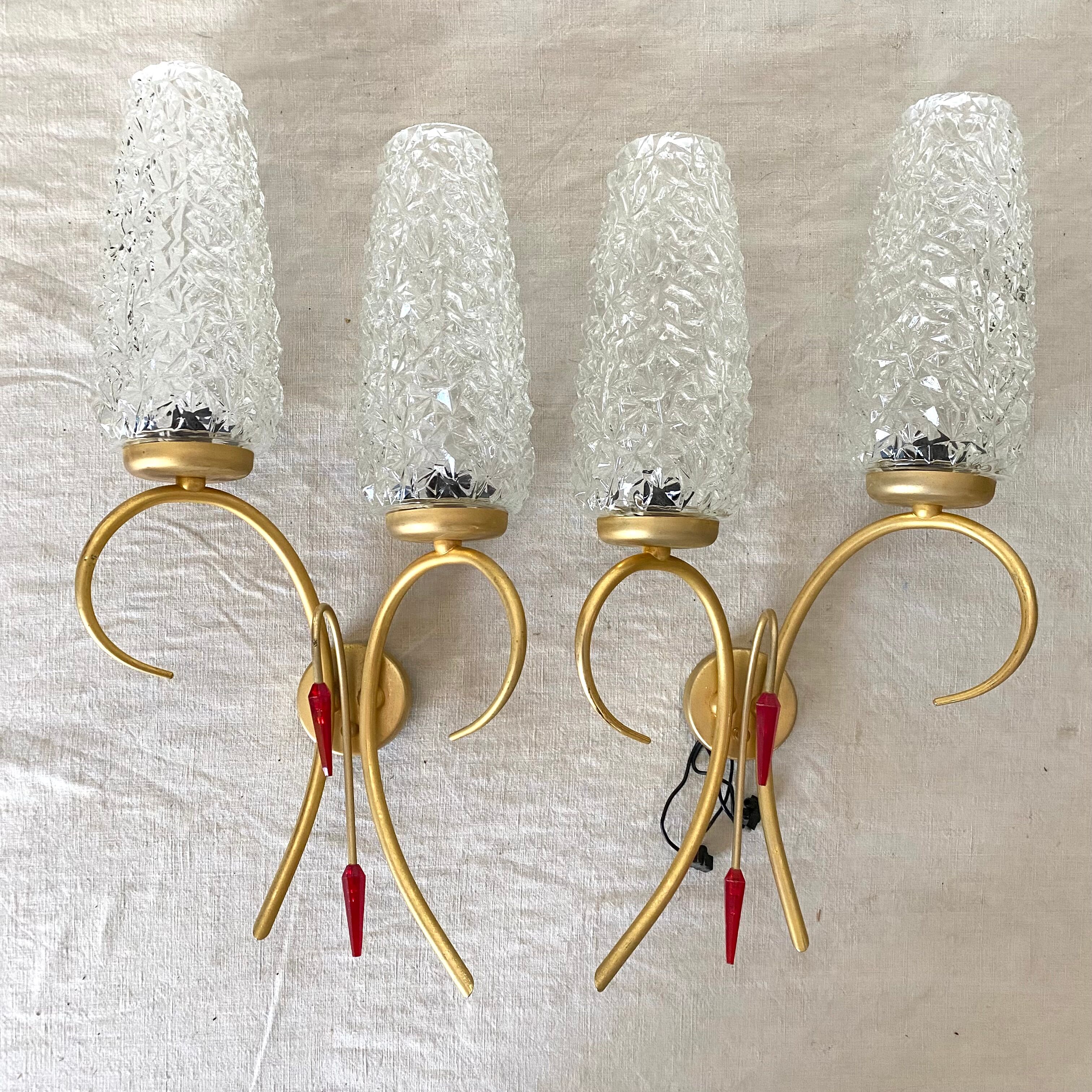 Pair of double design wall lamps 60s