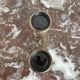 Pair of binoculars, theater, opera, mother-of-pearl, gilded brass, early twentieth century, curiosity object, showcase