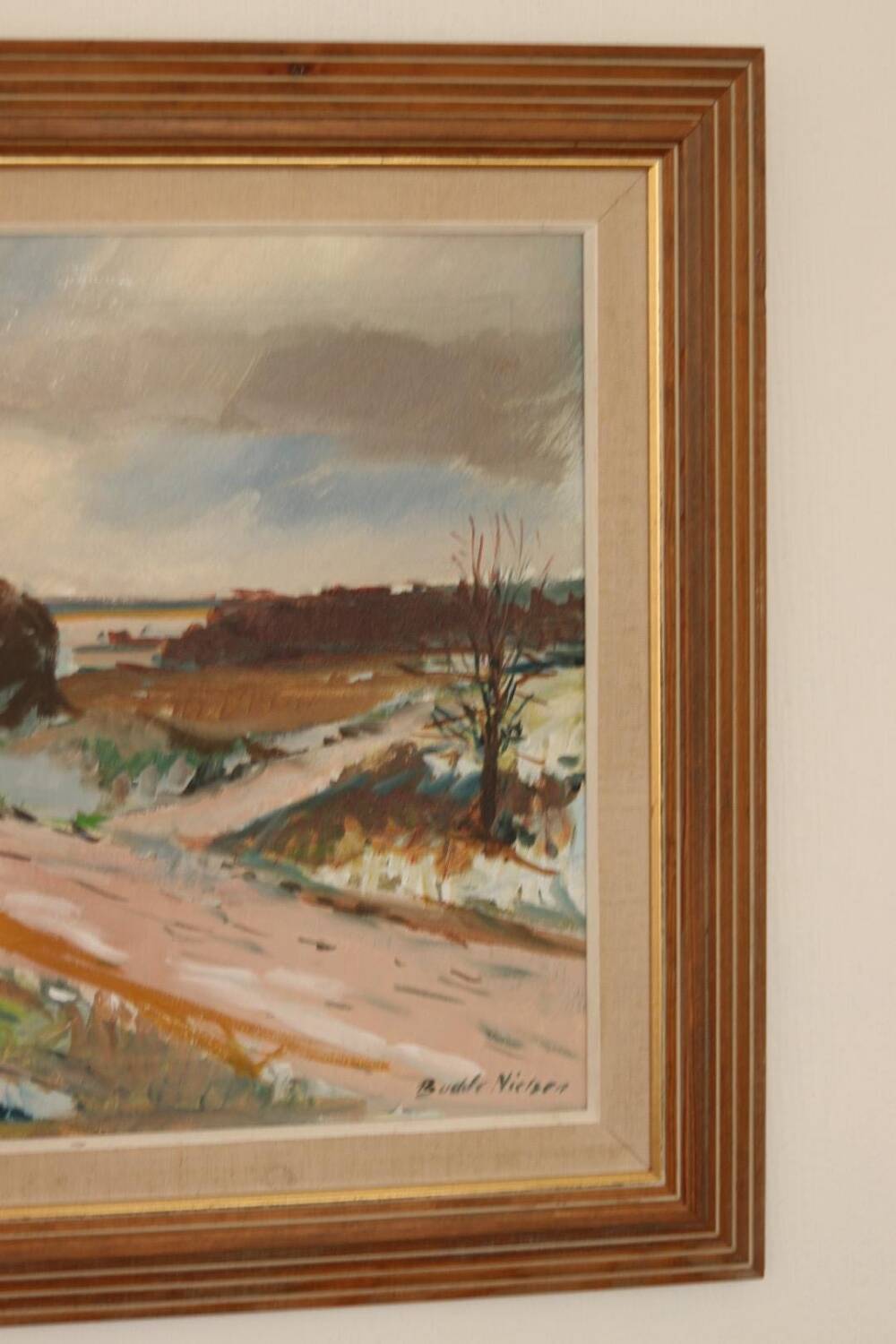 Huile sur toile suédoise – “Paysage” par Budde Nielsen – Signée et encadrée