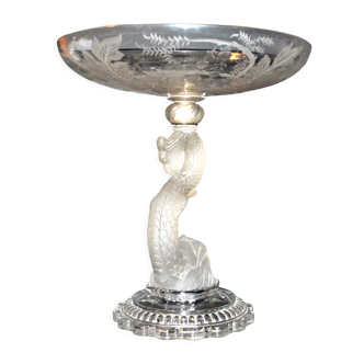 Coupe sur pied dauphin en cristal de baccarat 1897