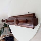 Old wall coat rack in solid oak, early 20th century