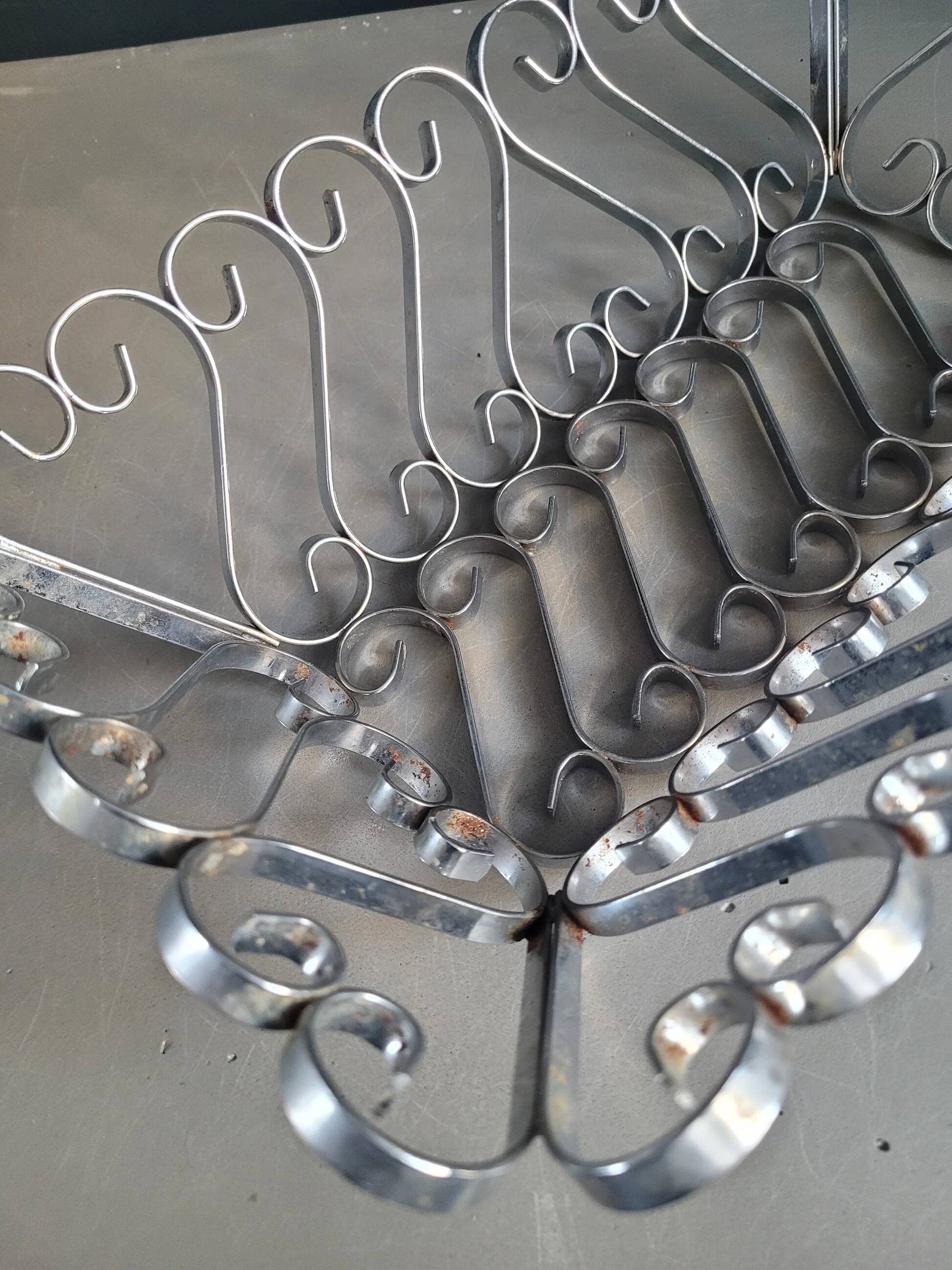 Vintage bread basket in forged chrome-plated metal